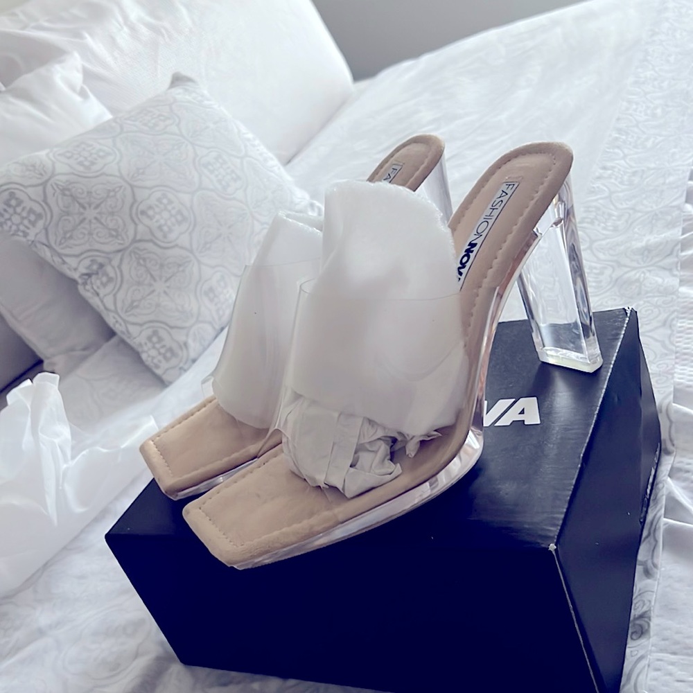 Nude clear top heels worn only once